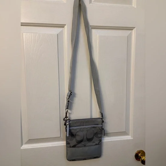 Coach Signature C Light Blue/Gray Mini Crossbody Bag - Picture 2 of 5